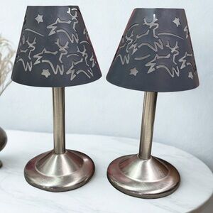 Christmas Reindeer Silhouette Tea Light candle holders Set Of 2